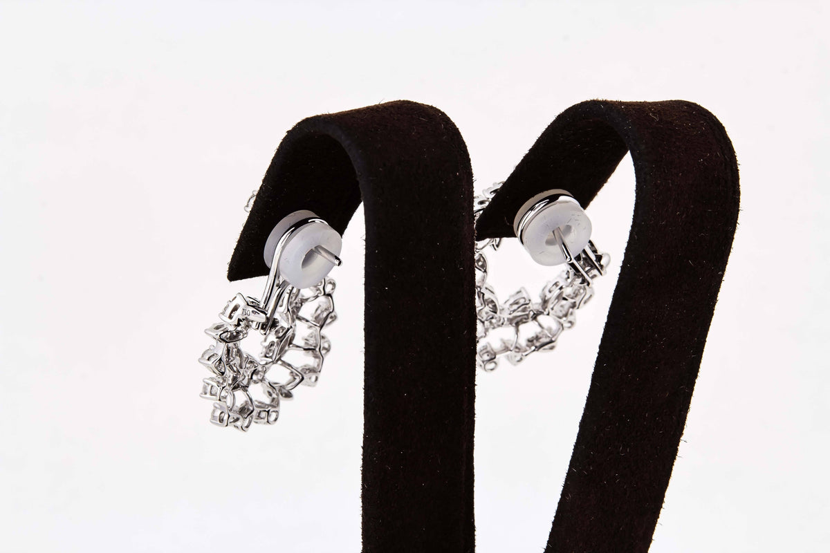 Diamond Scene 3.91 Carat Diamond 18k White Gold Swirl Hoop Earrings