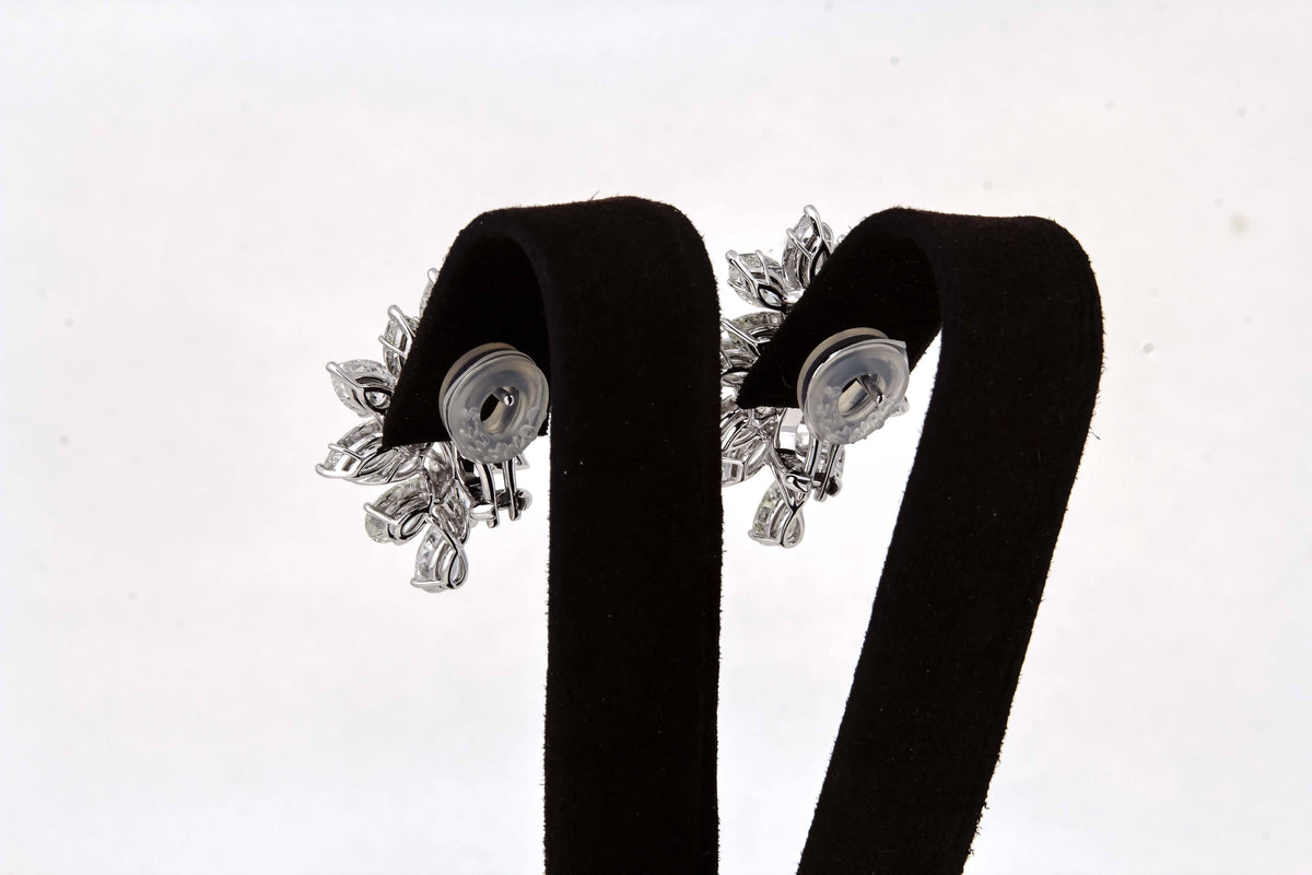 16.38ct Diamond Cluster Earrings Pear and Marquise 18k White Gold