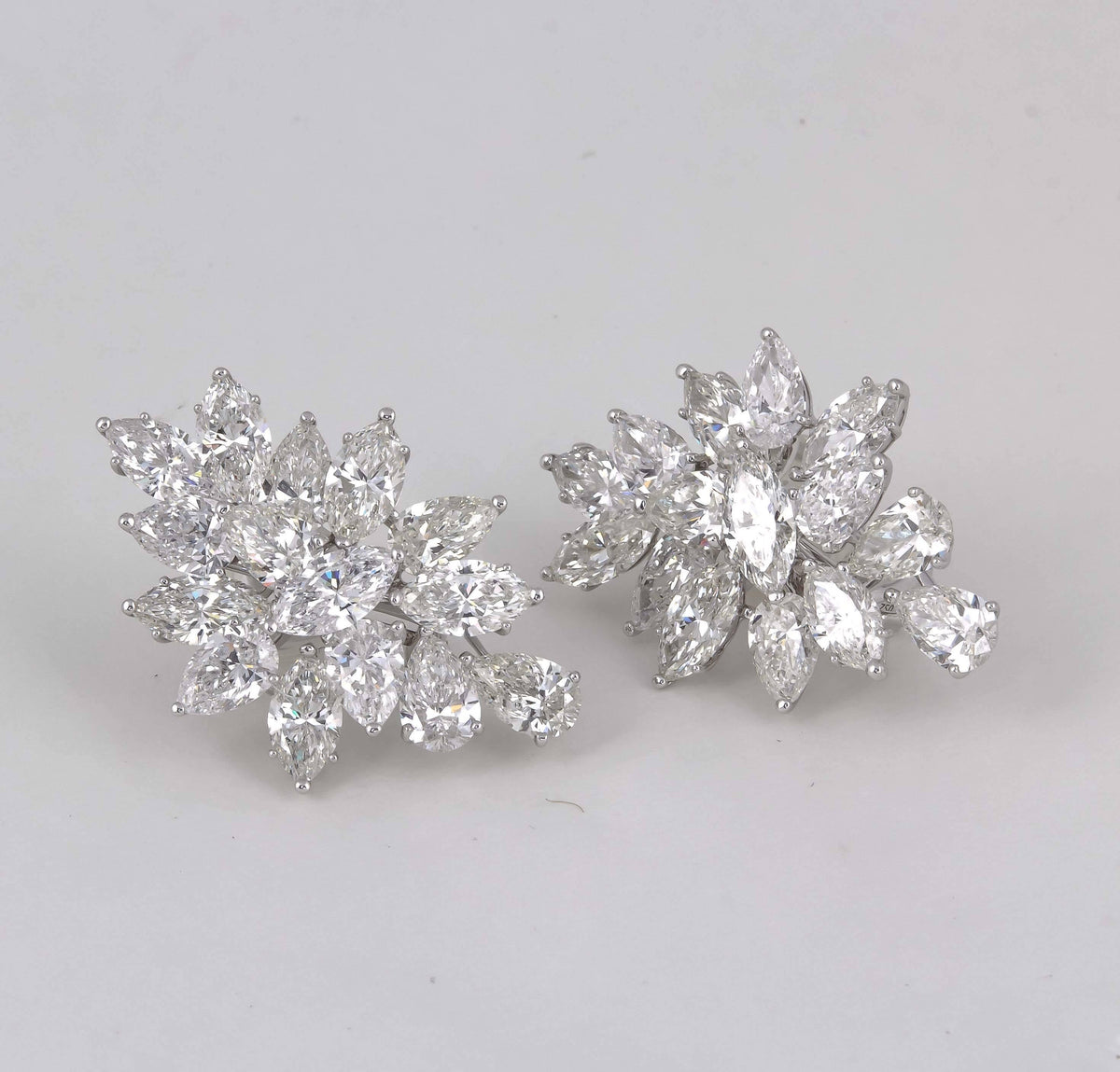 16.38ct Diamond Cluster Earrings Pear and Marquise 18k White Gold