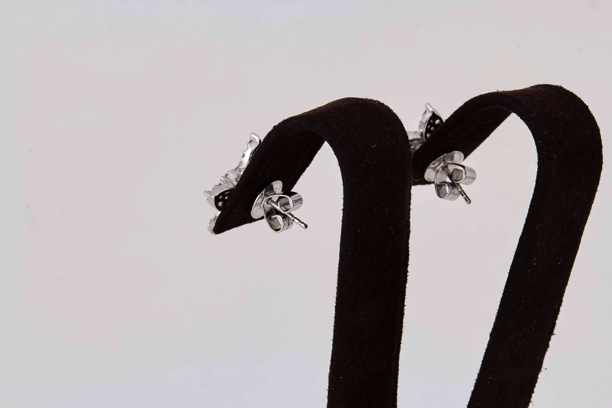 Classic 1.85ct Diamond 18k White Gold Cluster Stud Earrings