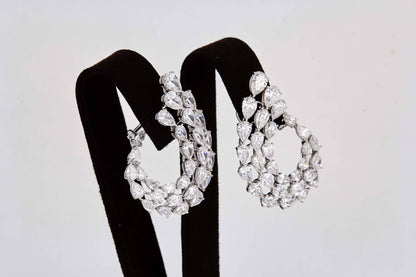 Diamond Scene 15.49ct Pear Shaped Diamond White Gold Swirl Earrings