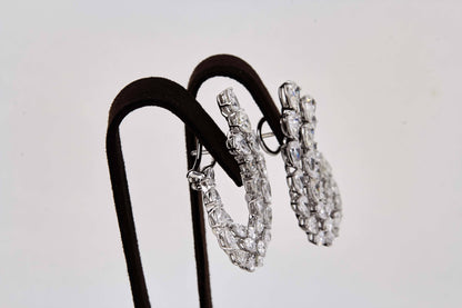 Diamond Scene 15.49ct Pear Shaped Diamond White Gold Swirl Earrings
