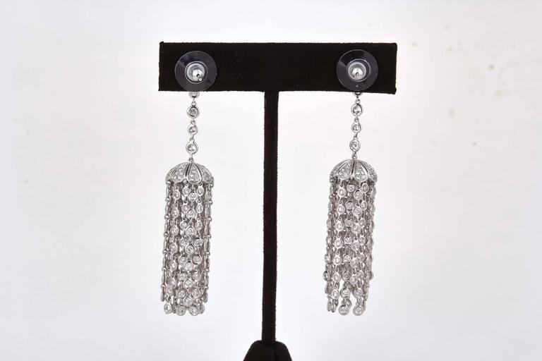 Diamond Scene 7.95ct Round Brilliant Diamond 18k White Gold Tassel Earrings