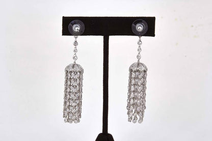 Diamond Scene 7.95ct Round Brilliant Diamond 18k White Gold Tassel Earrings