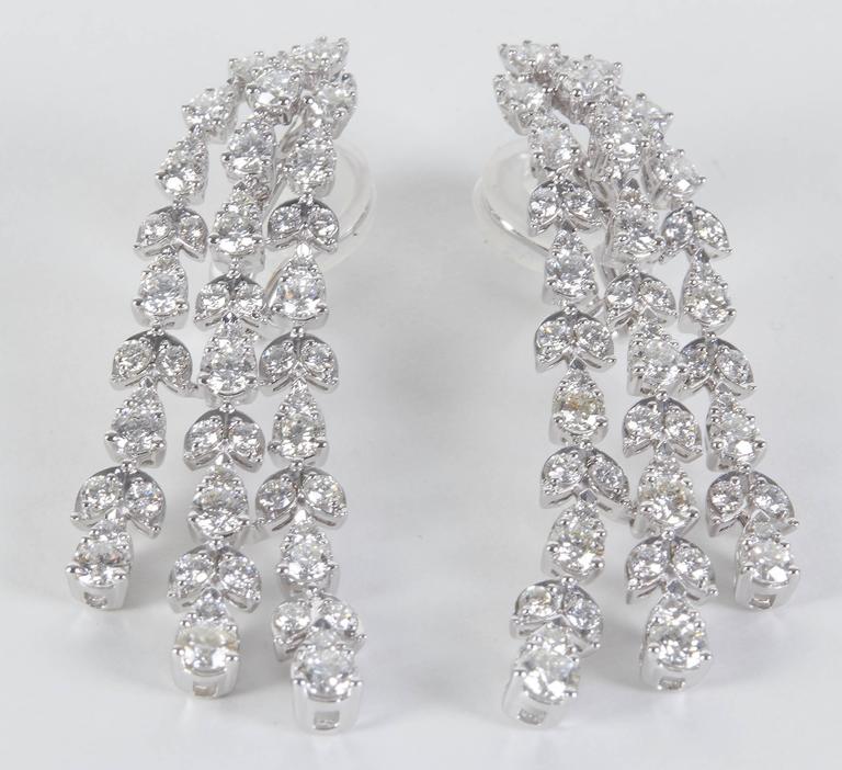 Classic 6.87 Carat Diamond Drop Earrings in 18k White Gold