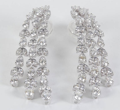 Classic 6.87 Carat Diamond Drop Earrings in 18k White Gold