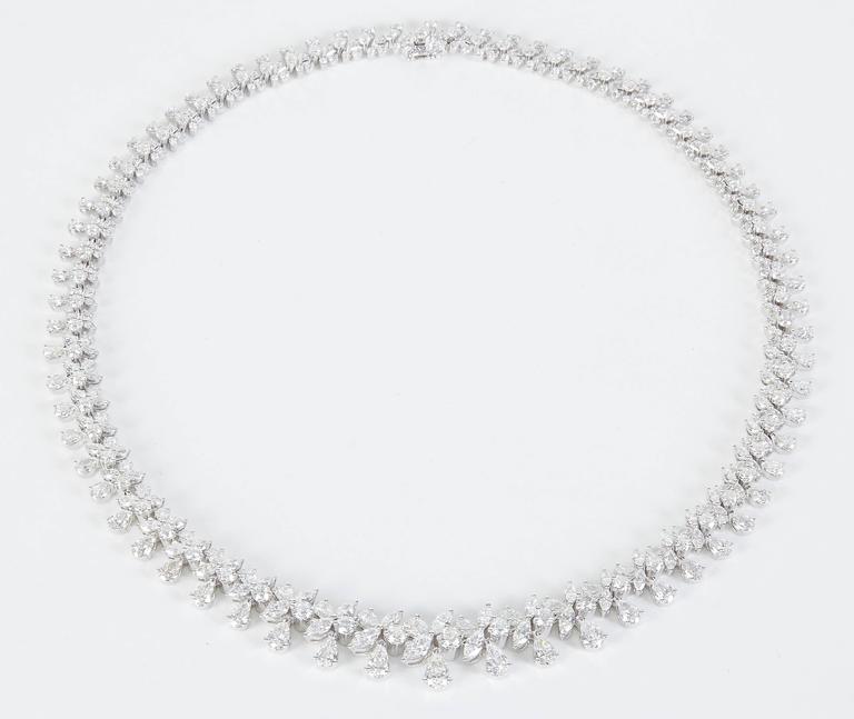 Classic 26 Carat Multi-Shape Diamond Necklace in 18k White Gold