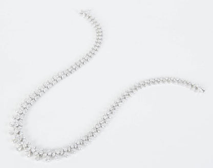 Classic 26 Carat Multi-Shape Diamond Necklace in 18k White Gold