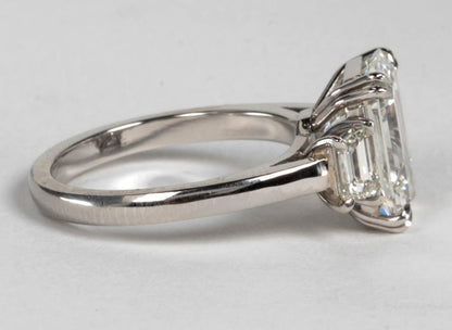 GIA Certified 4.15 Carat Emerald Cut Diamond Platinum Engagement Ring