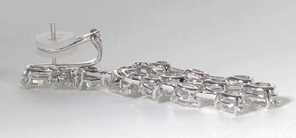 Luxury 14.87 Carat Diamond Drop Earrings in 18k White Gold