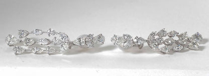 Luxury 14.87 Carat Diamond Drop Earrings in 18k White Gold