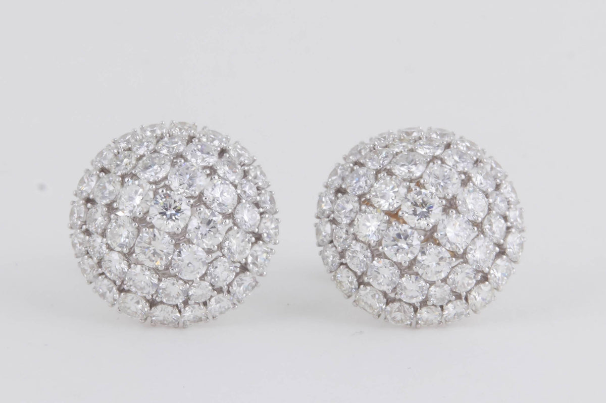 18k White Gold 4.95ct Diamond Dome Button Stud Earrings