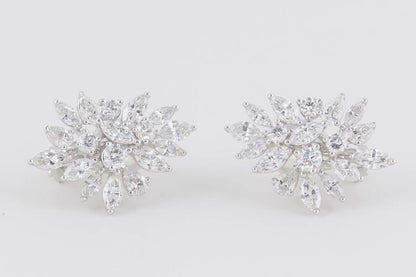 Classic 5.48 Carat Pear and Marquise Diamond Cluster Earrings