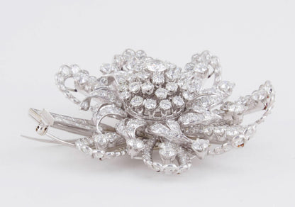 Incredible Vintage 1930s Estate 40 Carat Diamond Platinum Brooch Pin