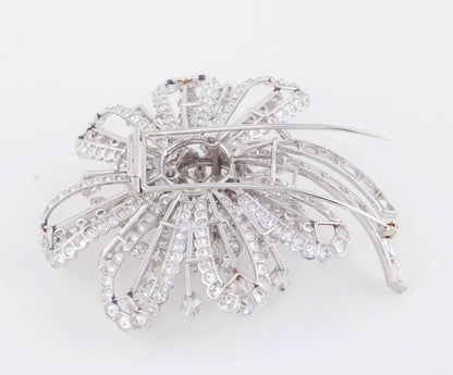 Incredible Vintage 1930s Estate 40 Carat Diamond Platinum Brooch Pin