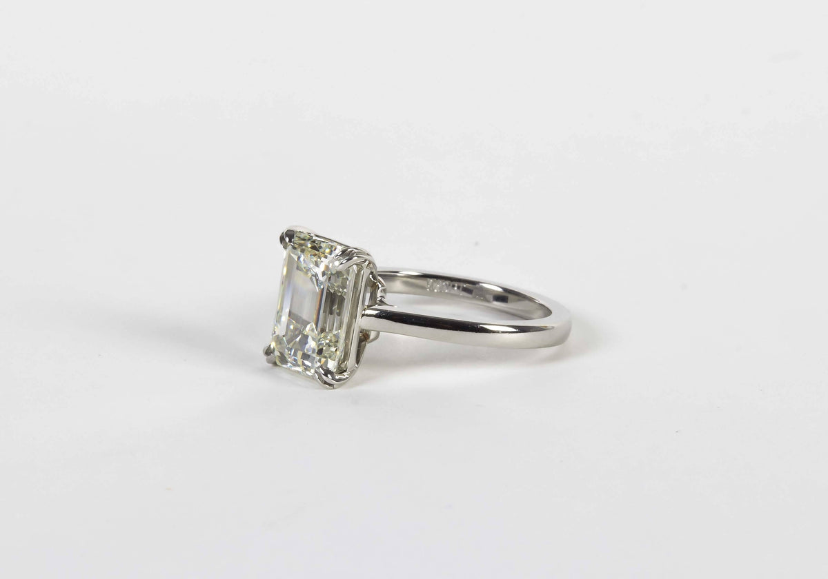 Elegant 4.26 Carat GIA Emerald Cut Diamond Platinum Solitaire Ring