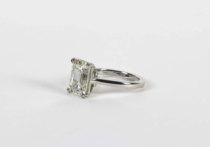 Elegant 4.26 Carat GIA Emerald Cut Diamond Platinum Solitaire Ring