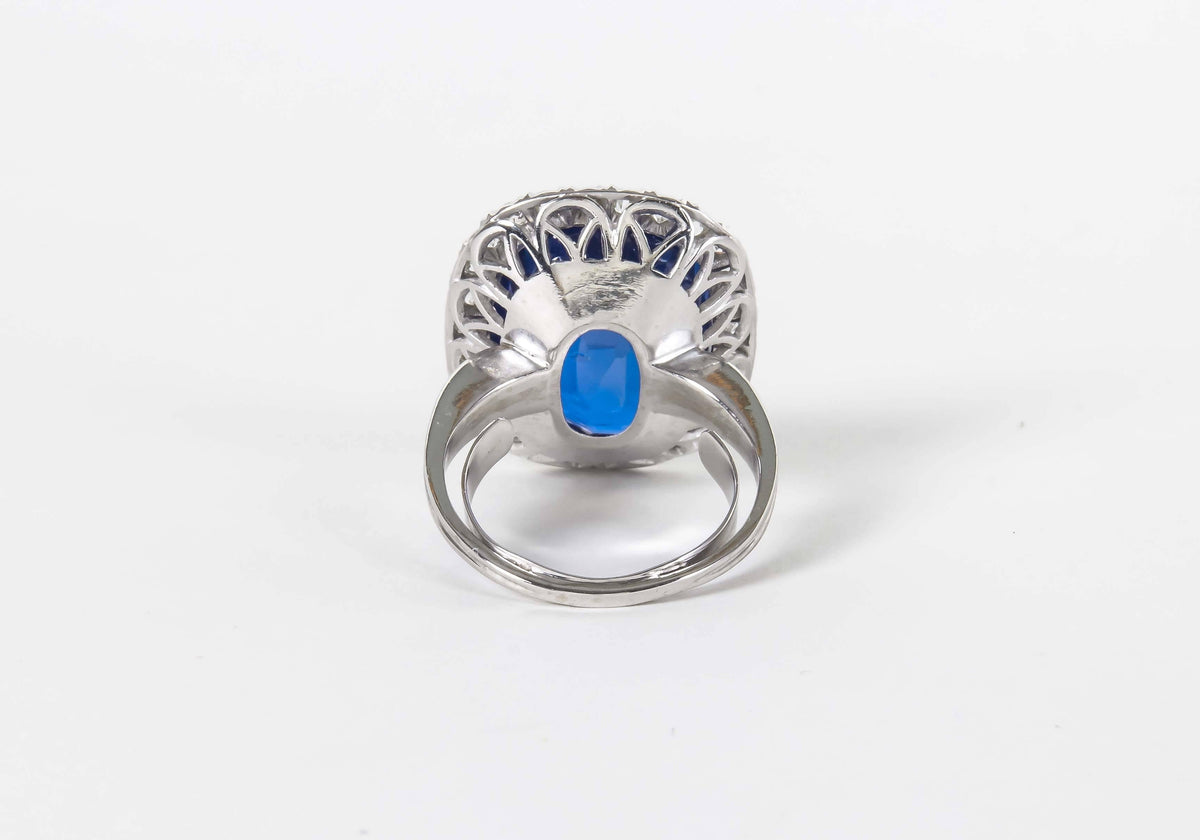 Rare GIA Certified 15 Carat Burma No Heat Sapphire Platinum Ring