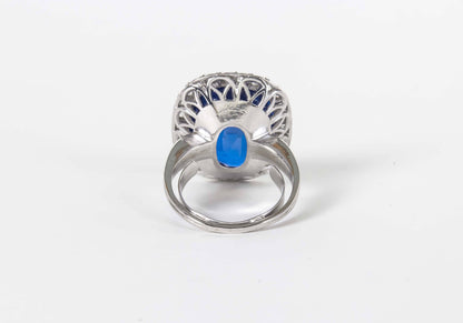 Rare GIA Certified 15 Carat Burma No Heat Sapphire Platinum Ring