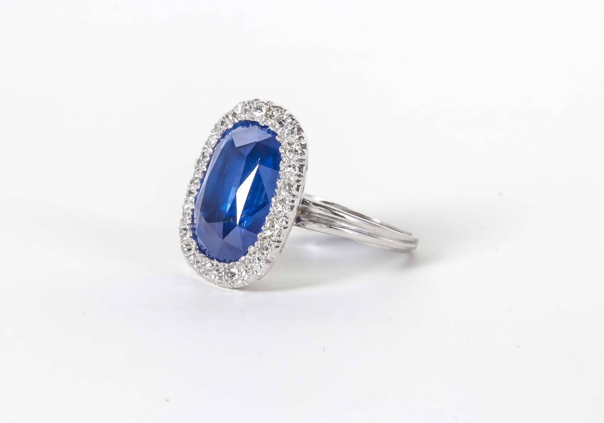 Rare GIA Certified 15 Carat Burma No Heat Sapphire Platinum Ring