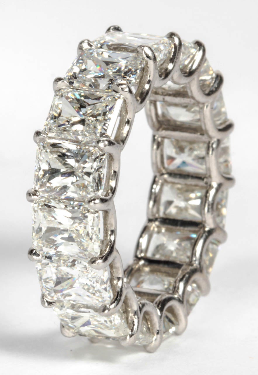 12.50 Carat Radiant Cut Diamond Eternity Band Platinum Wedding Ring