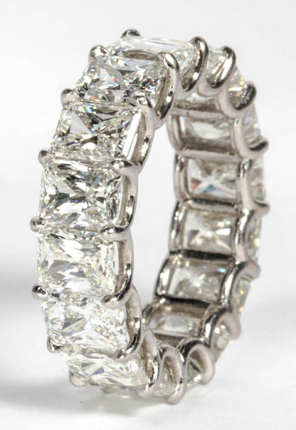 12.50 Carat Radiant Cut Diamond Eternity Band Platinum Wedding Ring