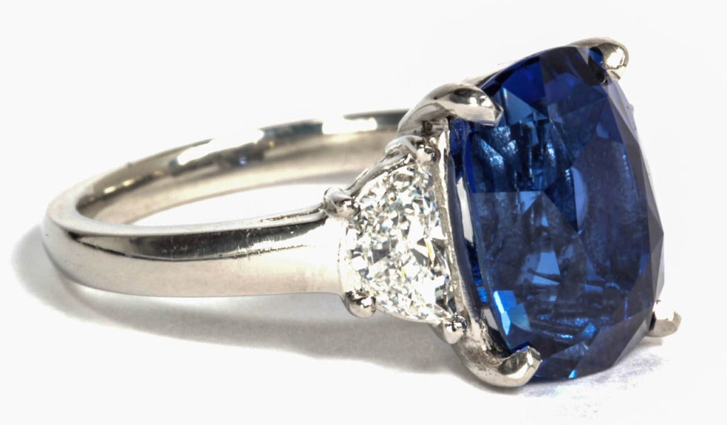 Natural 6 Carat No Heat Blue Sapphire Diamond Platinum Ring