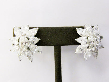 DIAMOND CLUSTER EARRING 14 MARQUISE 6 PEAR SHAPE CLUSTER HUGGIE DIAMOND EARRING