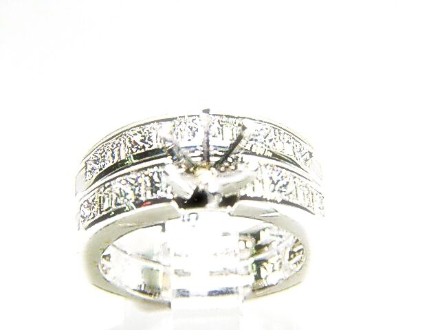 DIAMOND 9 PRINCESS SHAPE 8 BAGUETTE SHAPE ENGAGEMENT SETTING 6 PRONG FOR 7.80 MM