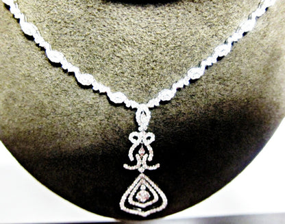 DIAMOND NECKLACE ROUND MARQUISE SHAPE SET ALL AROUND DIAMOND SET NECKLACED