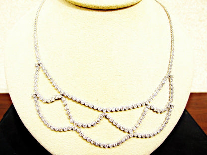 5.96 CT DIAMOND HALF WAY SET FRONT SET NECKLACE ROUND DIAMOND WEB DESIGN 18 K