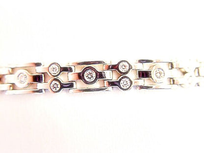 MENS ROUND BRILLIANT CUT DIAMOND BEZEL SET LINK BRACELET
