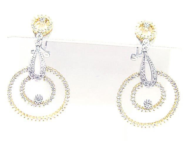 DIAMOND ROUND BRILLIANT DANGLE EARRING IN TWO-TONE GOLD DIAMOND EARRING