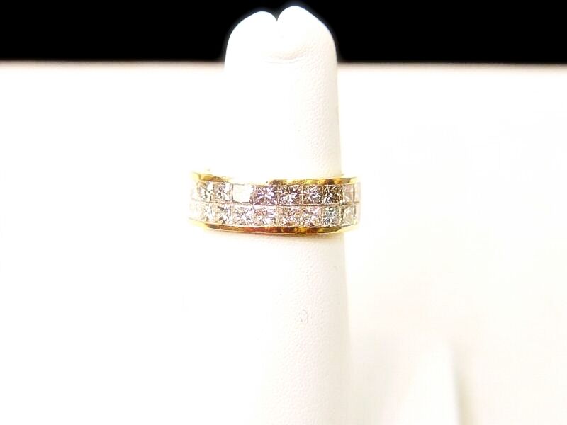 2 ROW 48 STONE 11 POINTERS PRINCESS CUT DIAMOND SET ALL THE WAY ETERNITY BAND