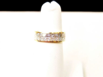 2 ROW 48 STONE 11 POINTERS PRINCESS CUT DIAMOND SET ALL THE WAY ETERNITY BAND