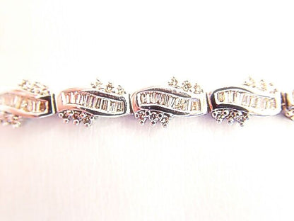 6.60 CT ROUND BRILLIANT BAGUETTE CUT DIAMOND BRACELET PRONG AND CHANNEL SET 14 K