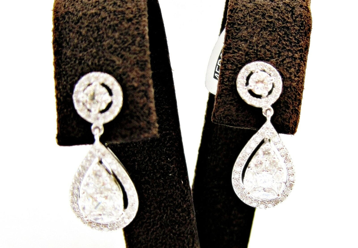 DIAMOND EARRING MARQUISE PRINCESS ROUND BRILLIANT SET CLUSTER EARRING