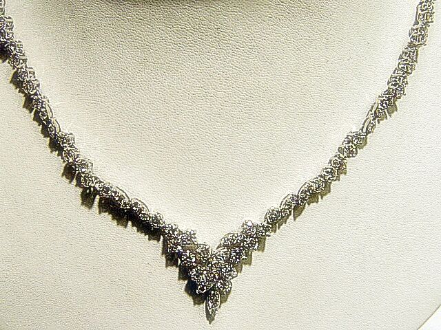 DIAMOND ROUND BRILLIANT SHAPE PRONG SET NECKLACE WHITE GOLD 10.85CT TOTAL WEIGHT