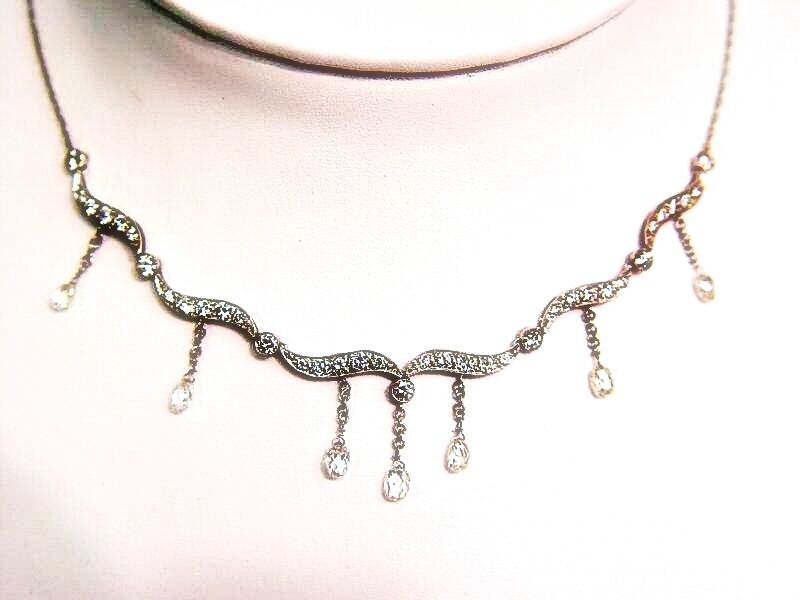 4.78 CTTW ROUND BRILLIANT & 7- 35 POINTERS BRIOLETTE FRONT ONLY DIAMOND NECKLACE