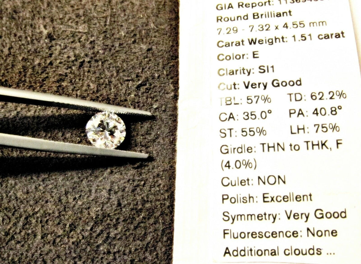 GIA ROUND BRILLIANT DIAMOND E SI1 IDEAL LOOSE DIAMOND