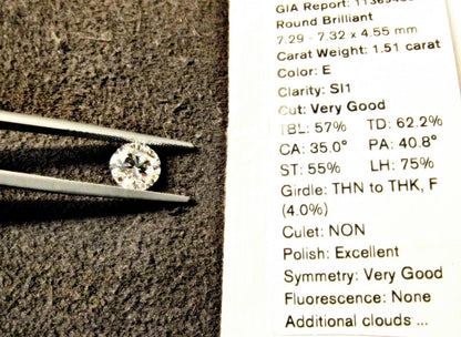 GIA ROUND BRILLIANT DIAMOND E SI1 IDEAL LOOSE DIAMOND
