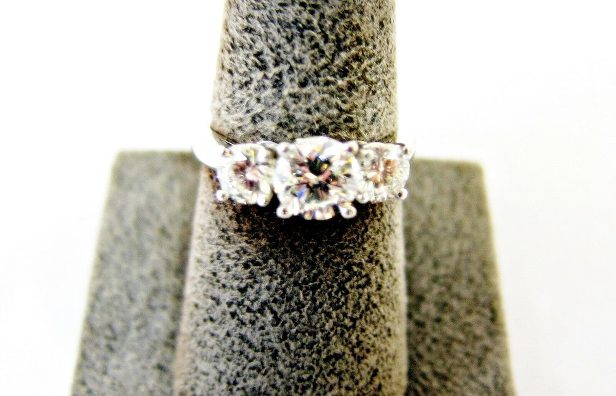 CERTIFIED DIAMOND ROUND BRILLIANT SHAPE THREE STONE PRONG SET ENGAGEMENT RING