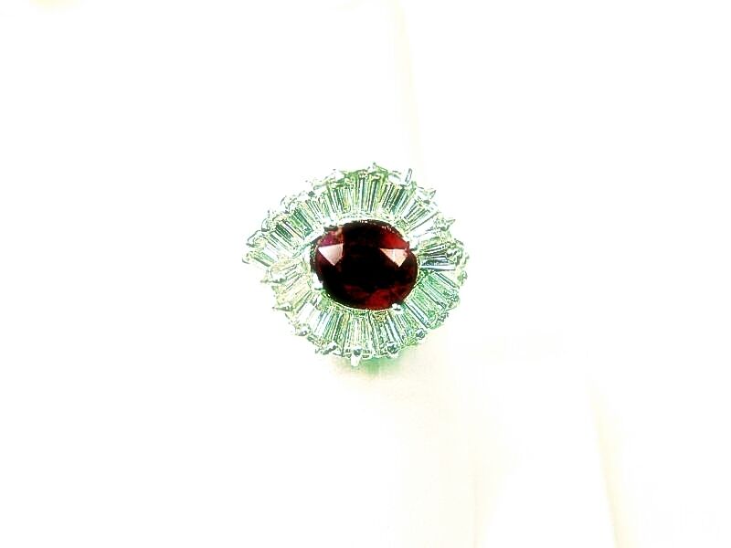 ONE OVAL RUBY 3.50 CT SIDE'S 22 BAGUETTE CUT TOP ONLY DIAMOND'S 3.11 CT PLATINUM
