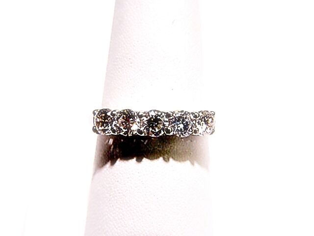 1.09 CT 5 STONE TOP SET COMMON PRONG SET DIAMOND BAND PLATINUM ANNIVERSARY BAND