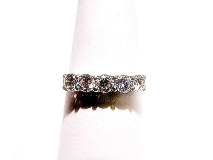 1.09 CT 5 STONE TOP SET COMMON PRONG SET DIAMOND BAND PLATINUM ANNIVERSARY BAND
