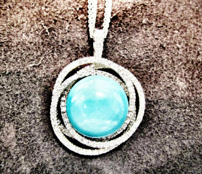 LEO PIZZO DESIGNER SIGNED PIECE TURQUOISE DIAMOND PENDANT