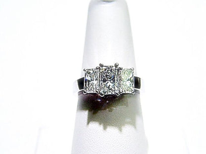 CERTIFIED 3 STONE RING 2.89 CTTW RADIANT DIAMOND CENTER 7.25X4.