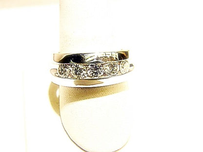 1.58 CT DIAMOND ROUND BR SHAPE 5 STONE MENS DIAMOND BAND 14 K WHITE GOLD