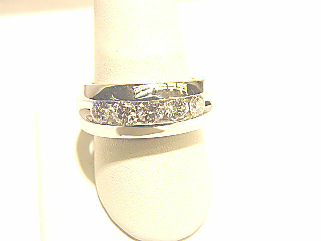 1.58 CT DIAMOND ROUND BR SHAPE 5 STONE MENS DIAMOND BAND 14 K WHITE GOLD