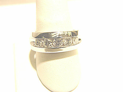 1.58 CT DIAMOND ROUND BR SHAPE 5 STONE MENS DIAMOND BAND 14 K WHITE GOLD